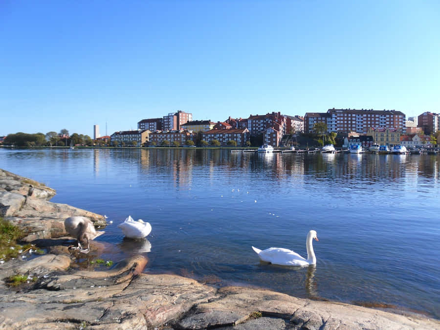 Stunning View Of Karlskrona Archipelago At Sunset Wallpaper