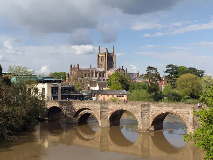 Stunning View Of The Hereford Cathedral In Hereford, United Kingdom Wallpaper