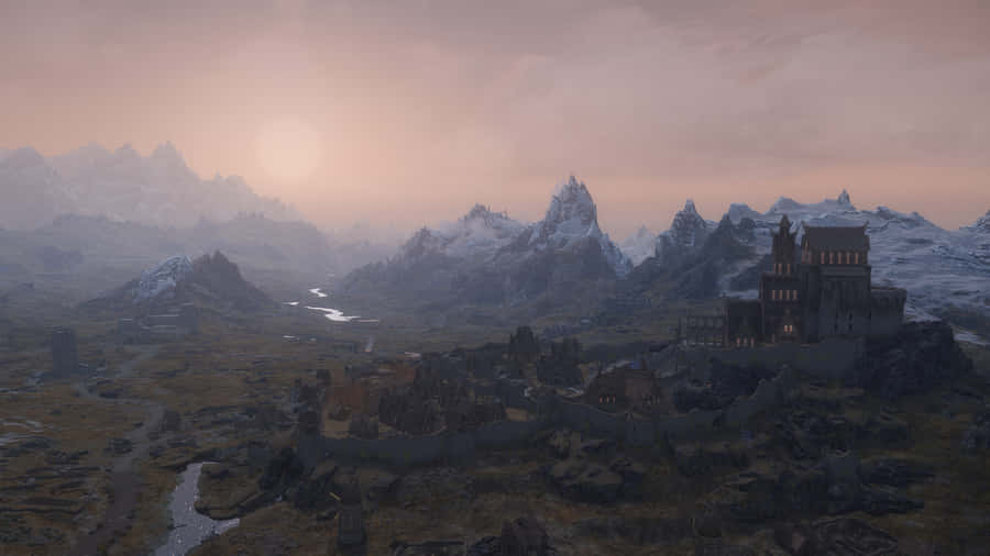 Stunning Whiterun Cityscape In The World Of Skyrim Wallpaper