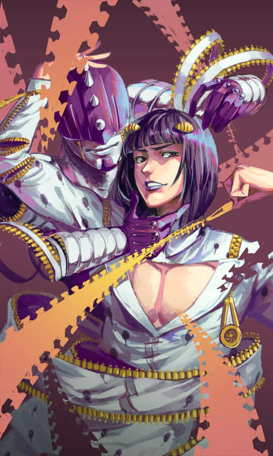 Stylish Bruno Bucciarati Posing In His Signature Outfit In A Colorful Background. Wallpaper