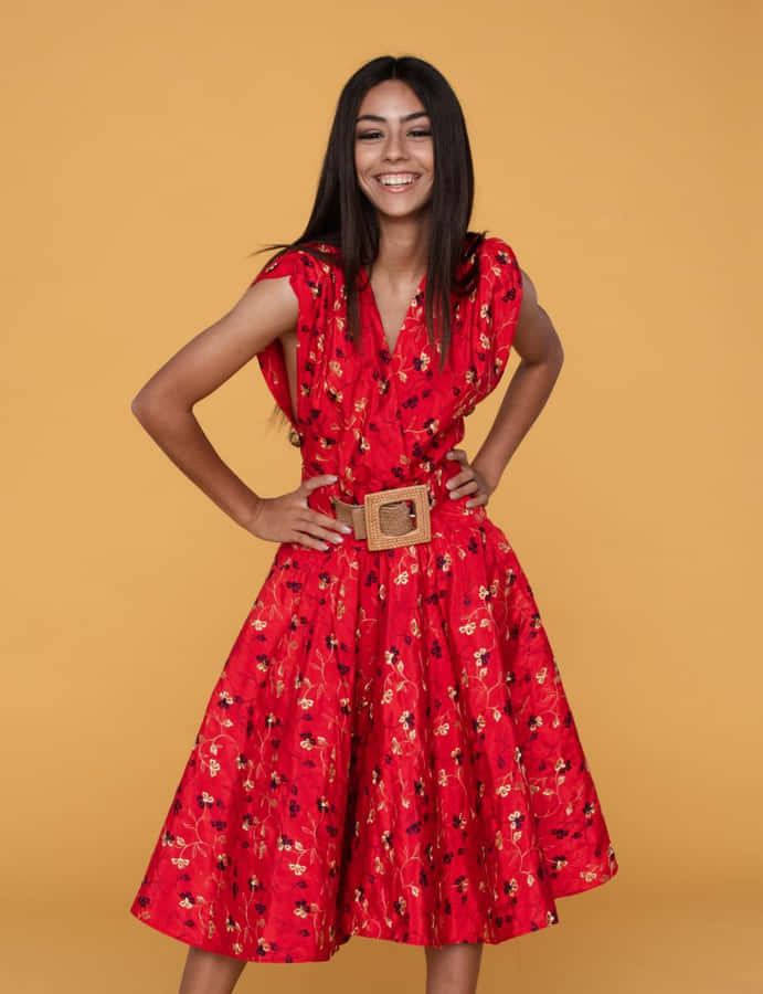 Stylish Red Clothing Ensemble Wallpaper