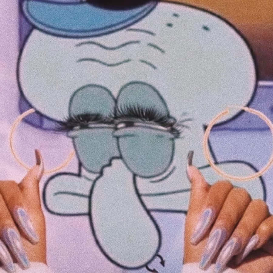 Stylish Squidwardwith Sunglassesand Nails Wallpaper