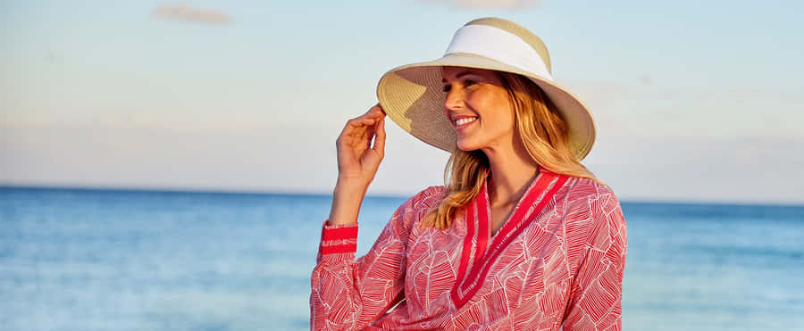 Stylish Woman In Red Outfit Wallpaper