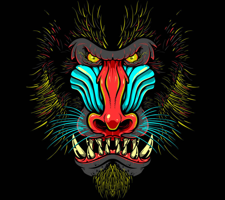 Stylized Colorful Gorilla's Head Illustration Wallpaper