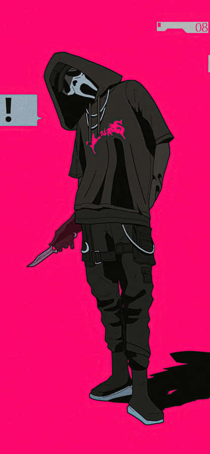 Stylized Ghostface Illustration Wallpaper