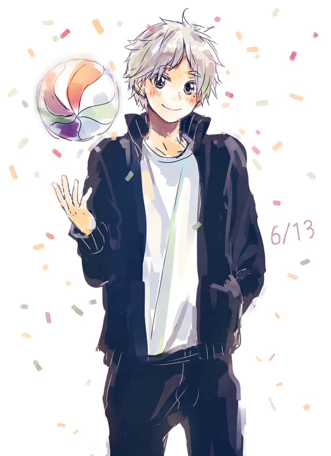 Sugawara Koshi In Action On The Volleyball Court Wallpaper