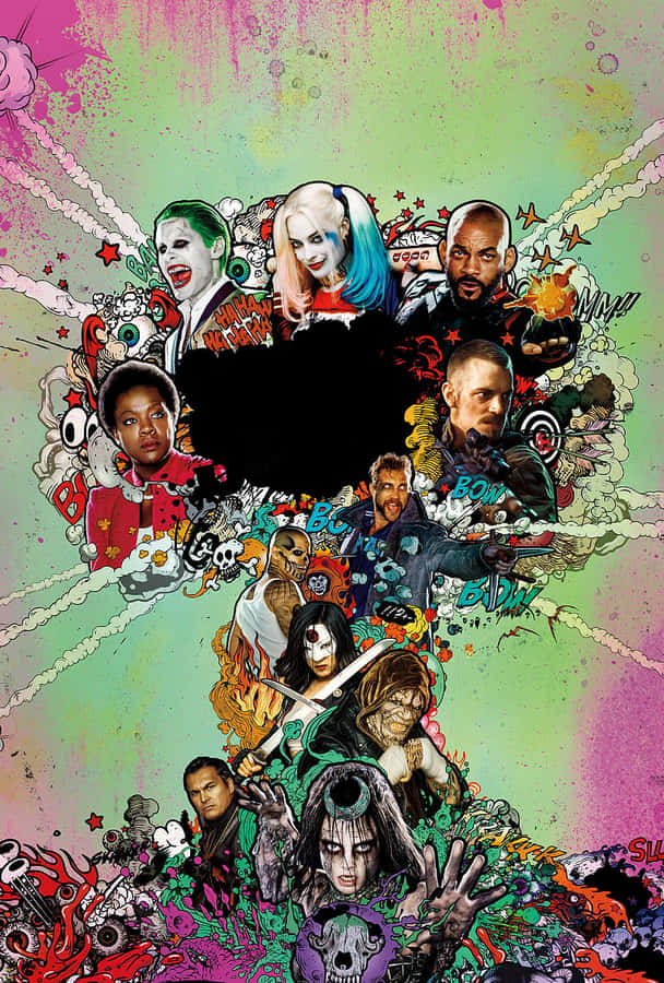 Suicide Squad Colorful Collage Artwork Wallpaper