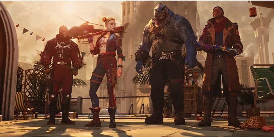 Suicide Squad Game Characters Pose Wallpaper