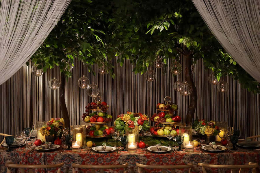 Sukkot Festival Feast Setup Wallpaper