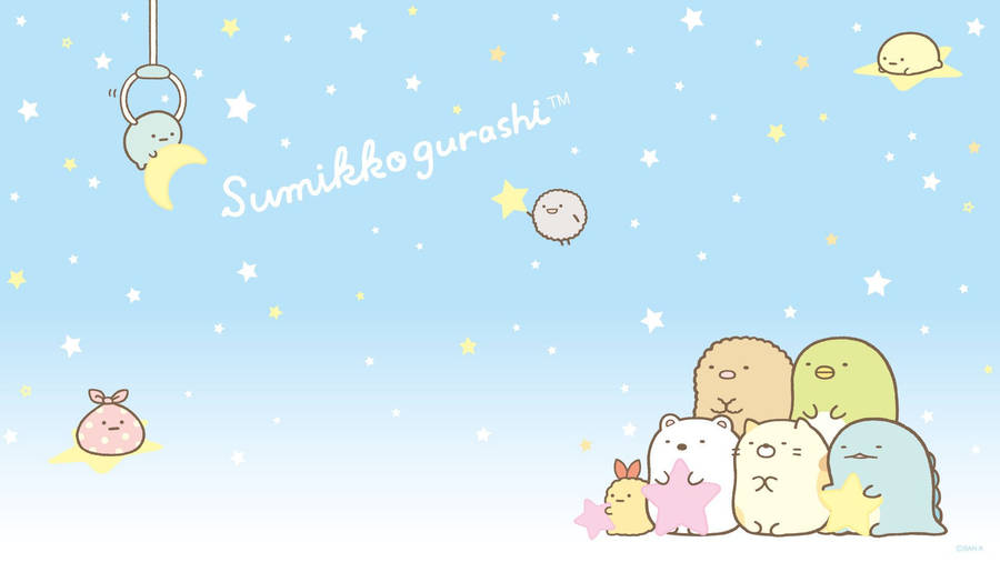 Sumikko Gurashi Stars And Moon Poster Wallpaper