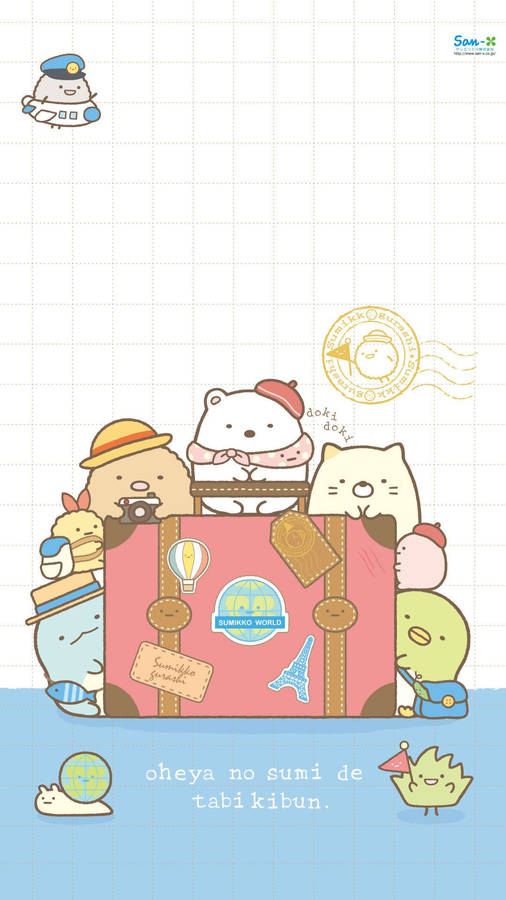 Sumikko Gurashi With Travel Suitcase Wallpaper