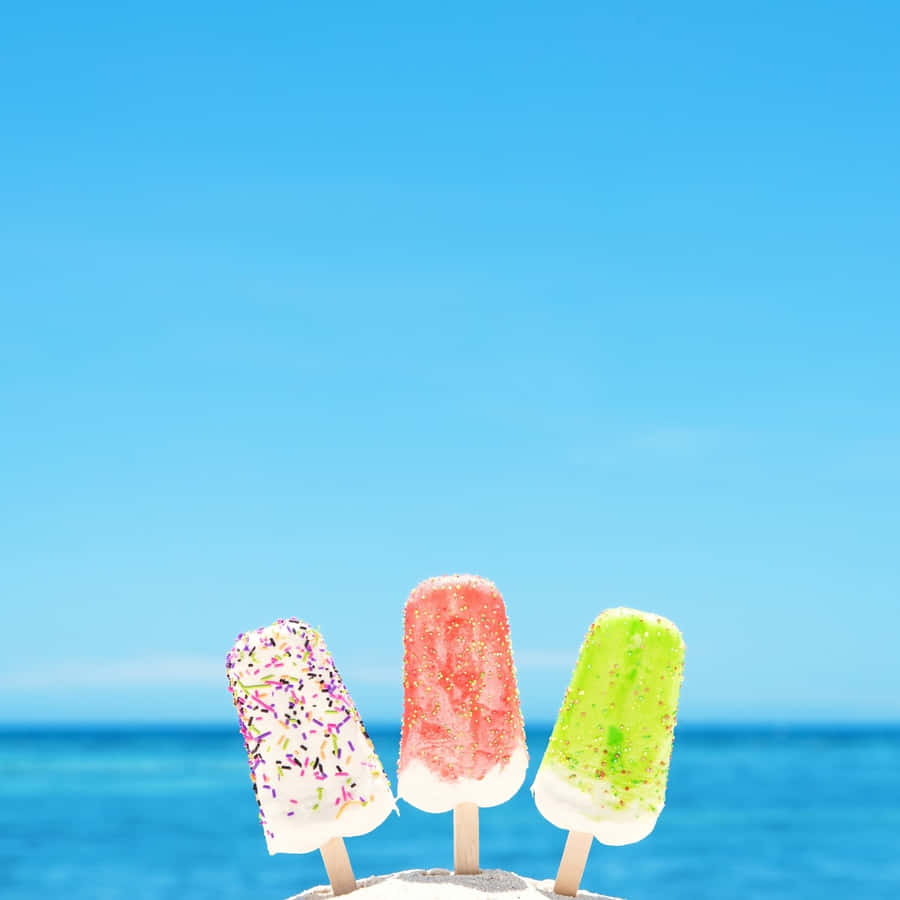Summer Ice Pops Ocean Backdrop Wallpaper