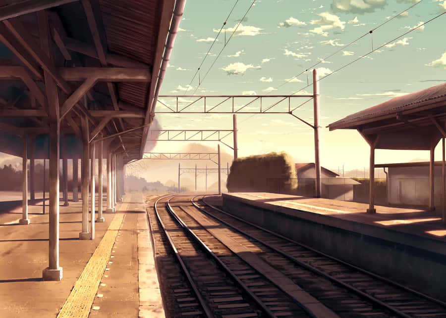 Sunny Railway Station Artwork Wallpaper