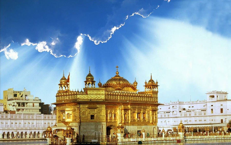 Sunrays Hitting The Golden Temple Hd Wallpaper