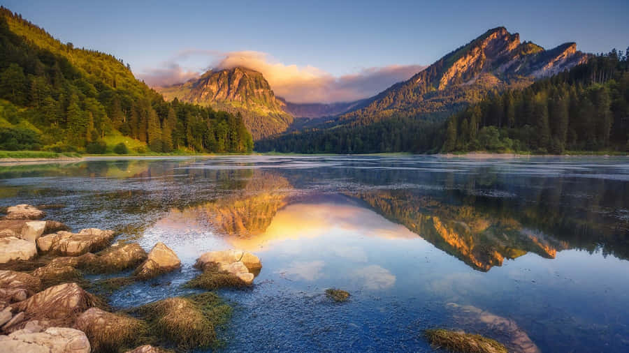 Sunrise Mountain Reflection Lake Glarus Wallpaper