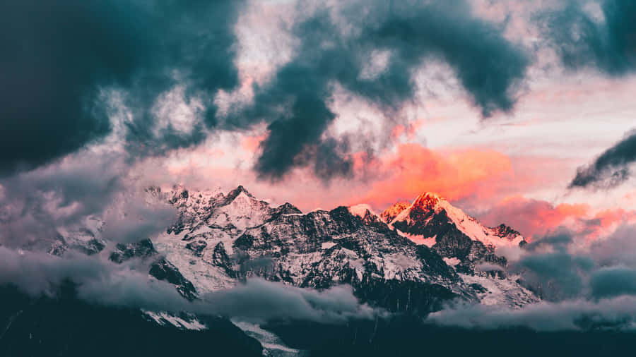 Sunset Alpenglow Mountain Peaks Wallpaper
