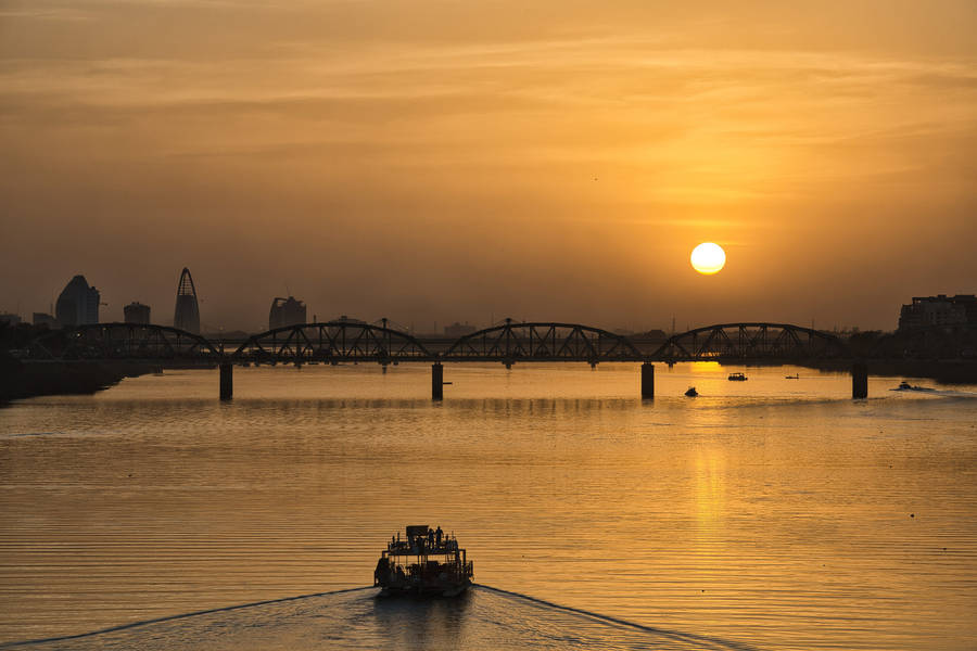 Sunset In Sudan Nile River Wallpaper