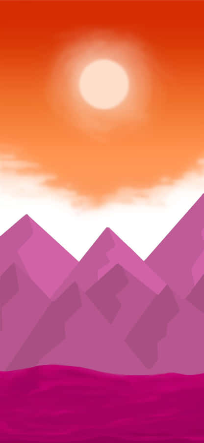 Sunset Mountain Landscape Artwork Wallpaper