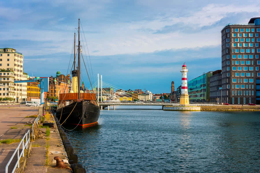 Sunset Over Malmö City Skyline Wallpaper