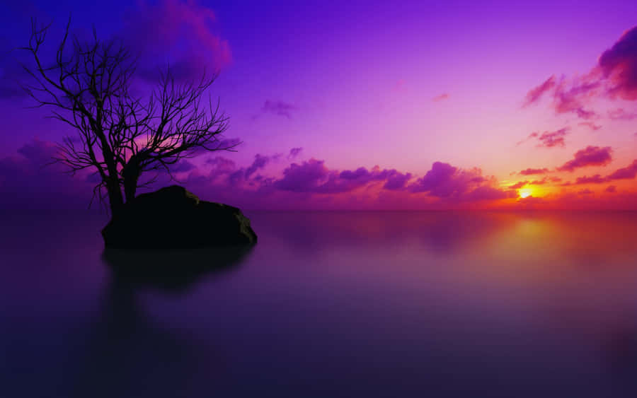 Sunset Reflection On Tranquil Waters Wallpaper