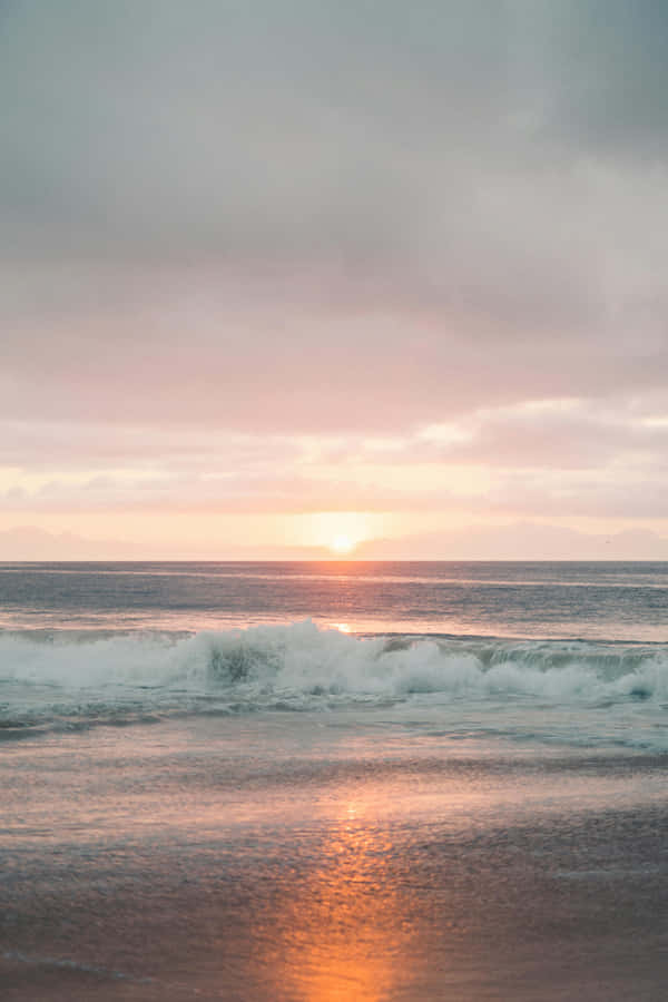 Sunset Reflections Beach Waves.jpg Wallpaper