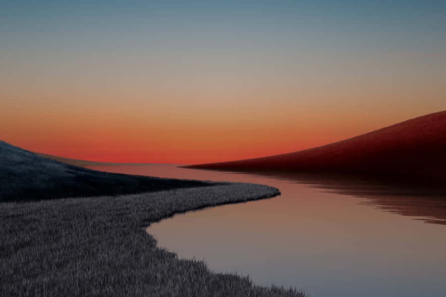 Superficial Water Of Stream At Sunset Wallpaper