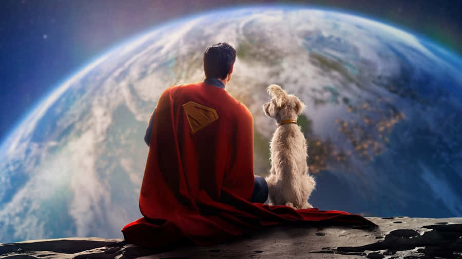 Superman And Dog Earth View Wallpaper
