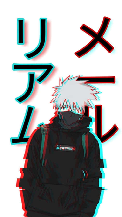 Supreme Anime Character Glitch Art Wallpaper