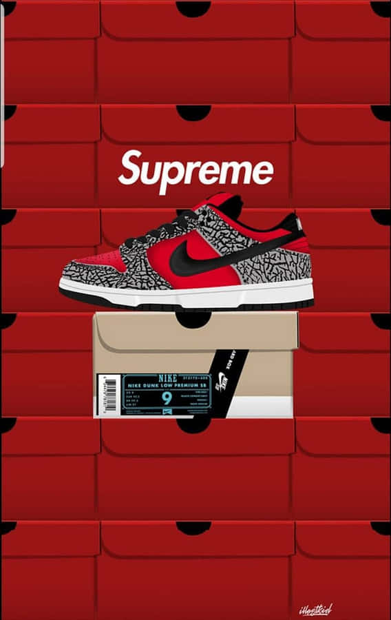 Supreme Skunk - Dunk - Red - Black - White - Black Wallpaper