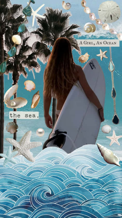 Surfer Girl Coconut Aesthetic.jpg Wallpaper