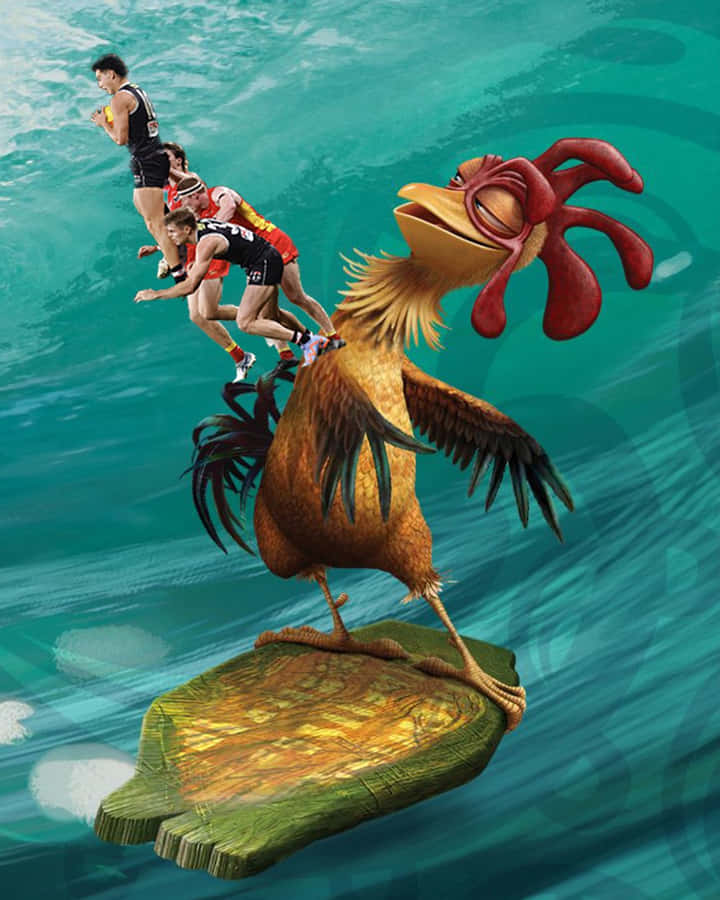 Surfing_ Chicken_ Joe_and_ Football_ Players Wallpaper