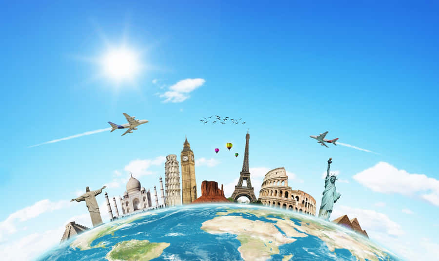 Surreal 3d Landscape With Floating Islands And Waterfalls Wallpaper