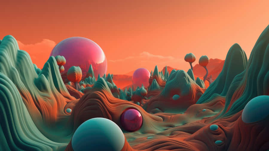 Surreal_ Desert_ Spheres_ Landscape Wallpaper