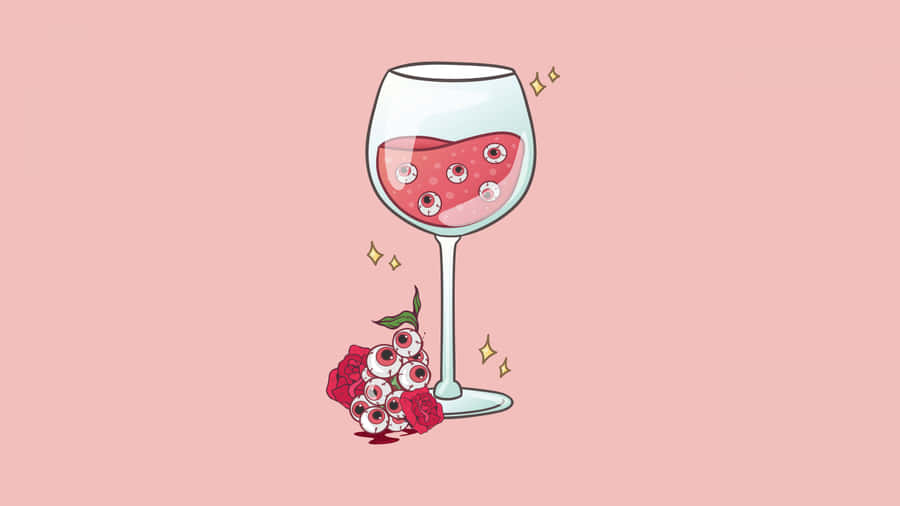Surreal Wine Glass With Eyes Wallpaper