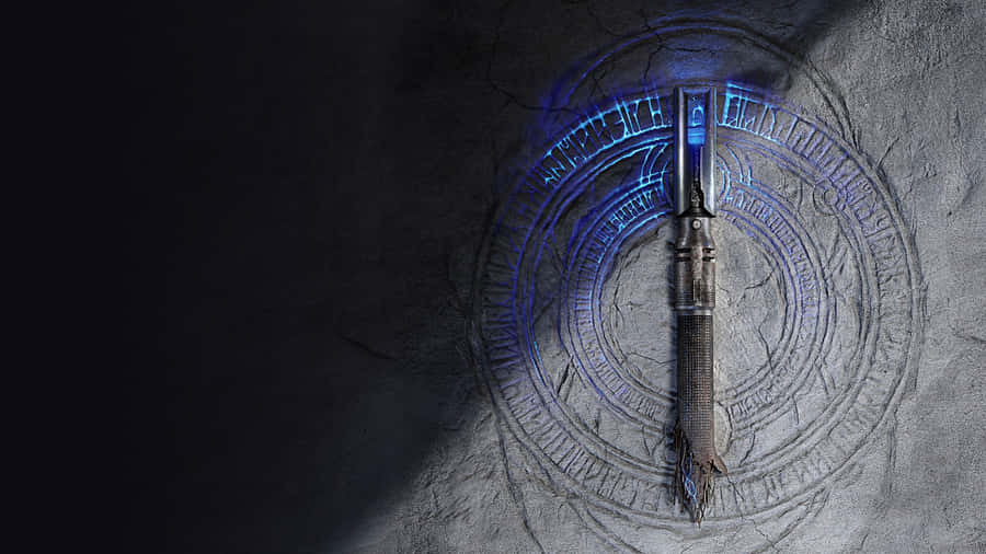 Surrounded By Darkness, The Light Of The Star Wars Lightsaber Breaks Through Wallpaper