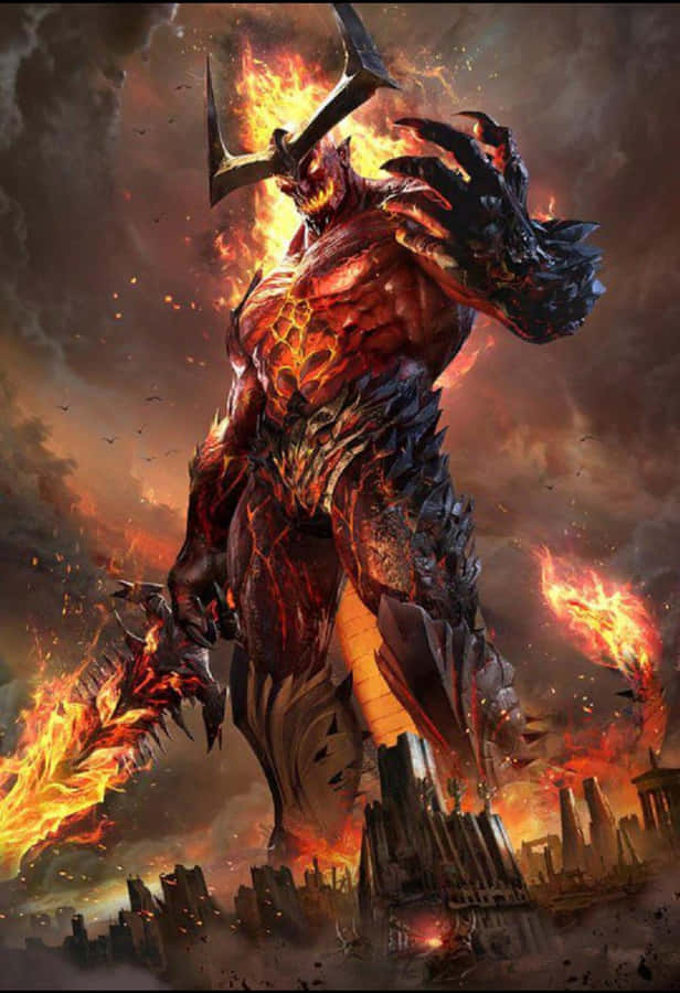 Surtur Rising Apocalyptic Destruction Wallpaper