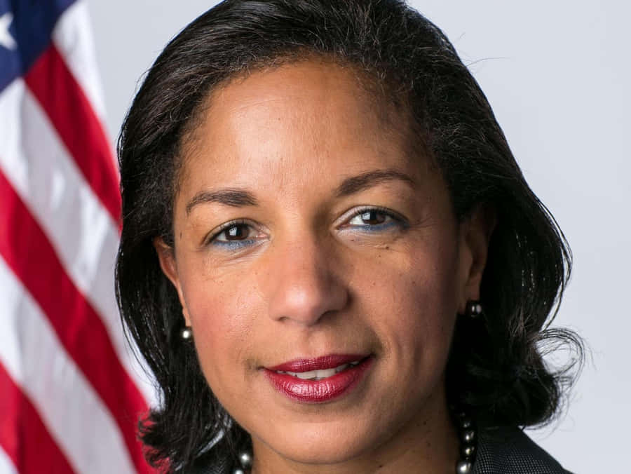 Susan Rice Portraitwith U S Flag Wallpaper