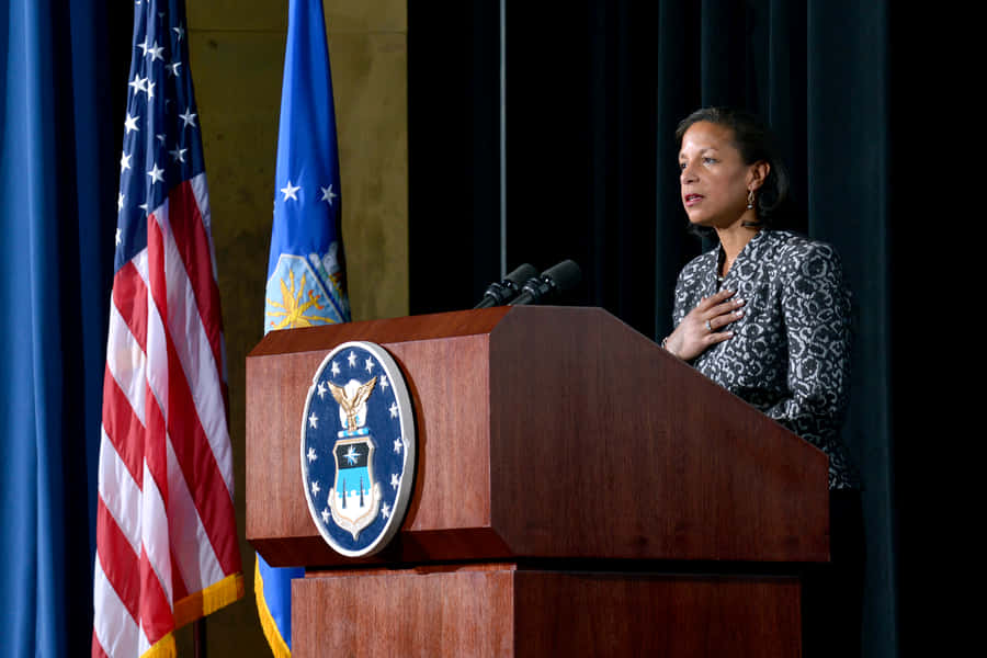 Susan Rice Speakingat Podium Wallpaper