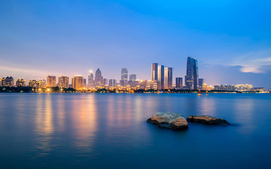 Suzhou Lake Building Horizon Wallpaper