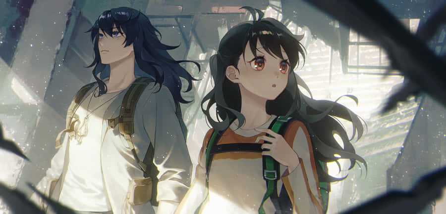 Suzume No Tojimari Characters Looking Away Wallpaper