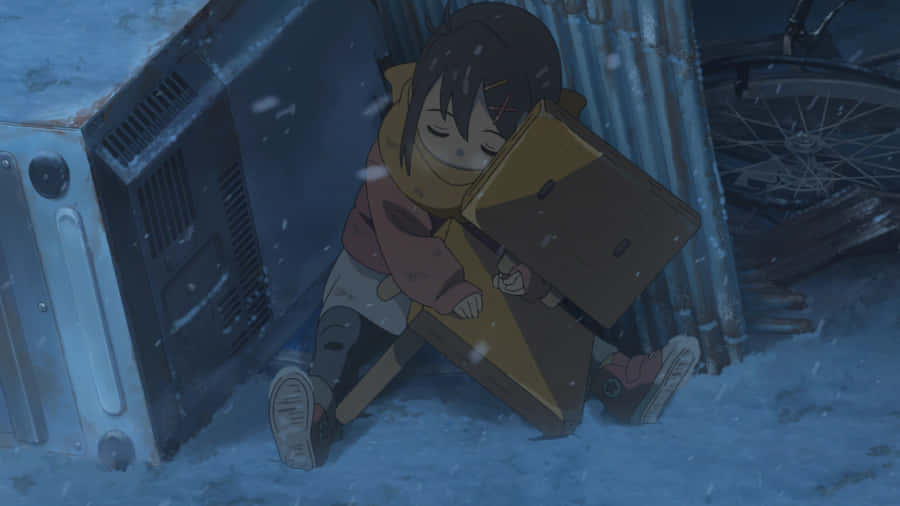 Suzume_ Struggling_ With_ Chair_ Anime_ Scene Wallpaper