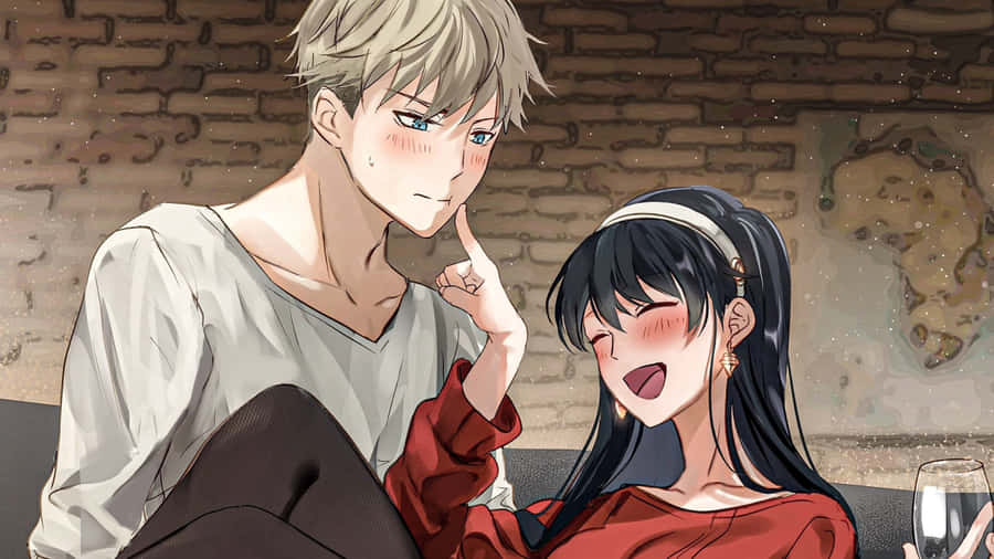 Sweet Anime Couple Moment Wallpaper