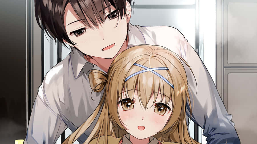 Sweet Anime Couple Moment Wallpaper