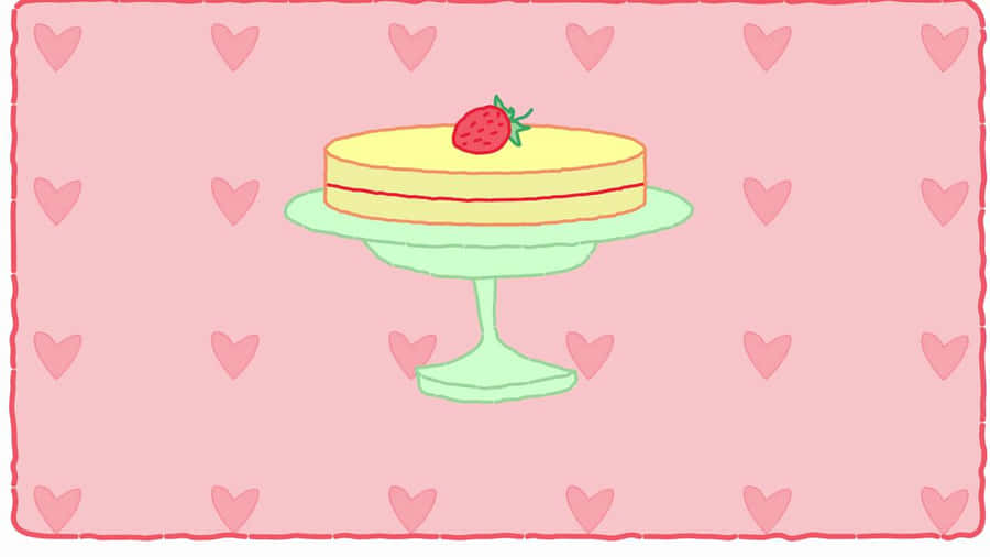 Sweetest Day Strawberry Cake Illustration Wallpaper
