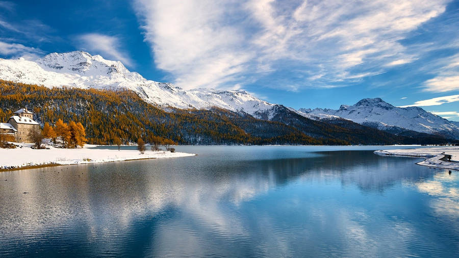Swiss Alps Lake During Winter Wallpaper