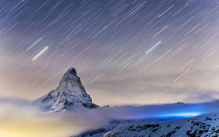 Swiss Alps Meteor Shower Wallpaper