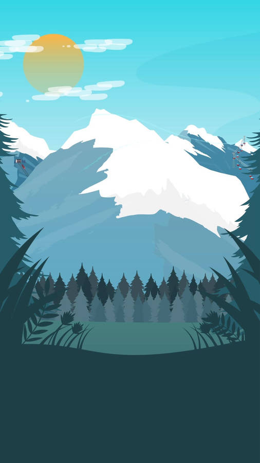 Swiss Alps Sun Vector Art Wallpaper