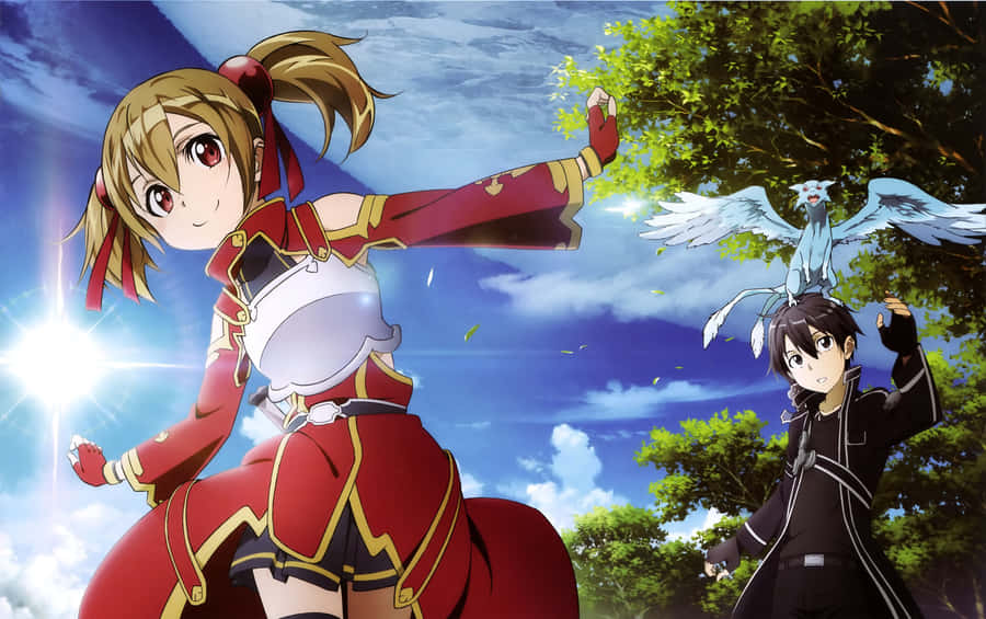 Sword Art Online's Silica In A Fierce Battle Stance Wallpaper