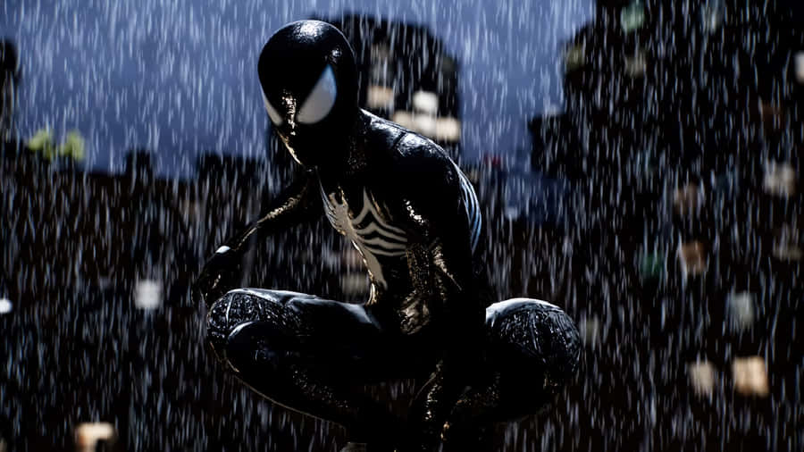 Symbiote Spider Manin Rain Wallpaper
