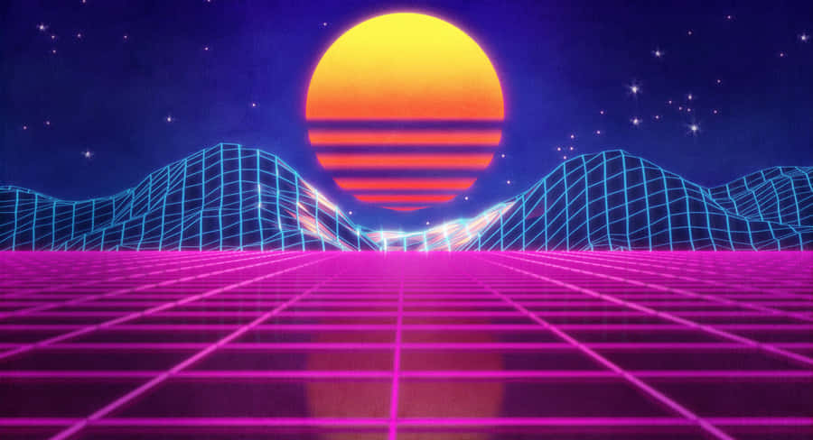 Synthetic Retro Wave Wallpaper